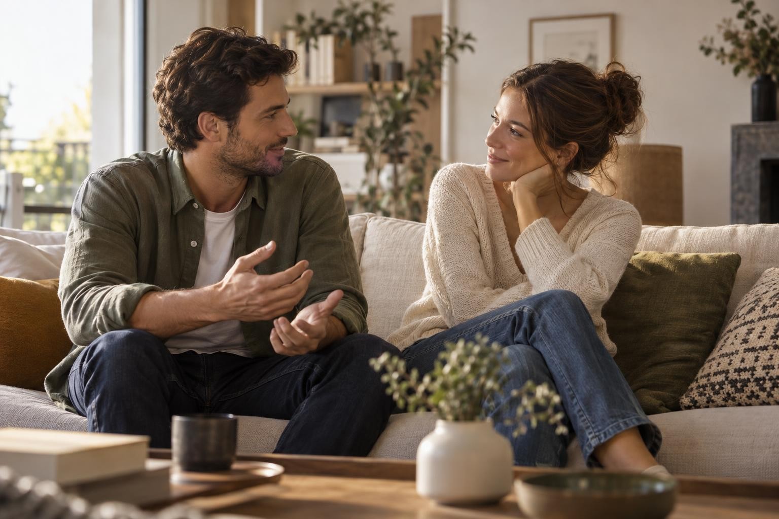 Un couple échange calmement sur ses envies et ses limites